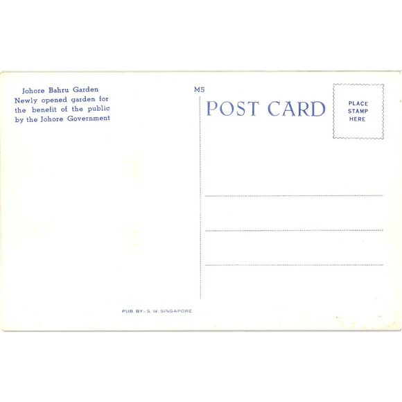 Johore Bahru Garden Scenic Postcard By Johore Government S W Singapore - Picture 2 of 2